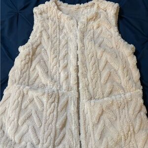 Cream Fuzzy Sleeveless Vest
